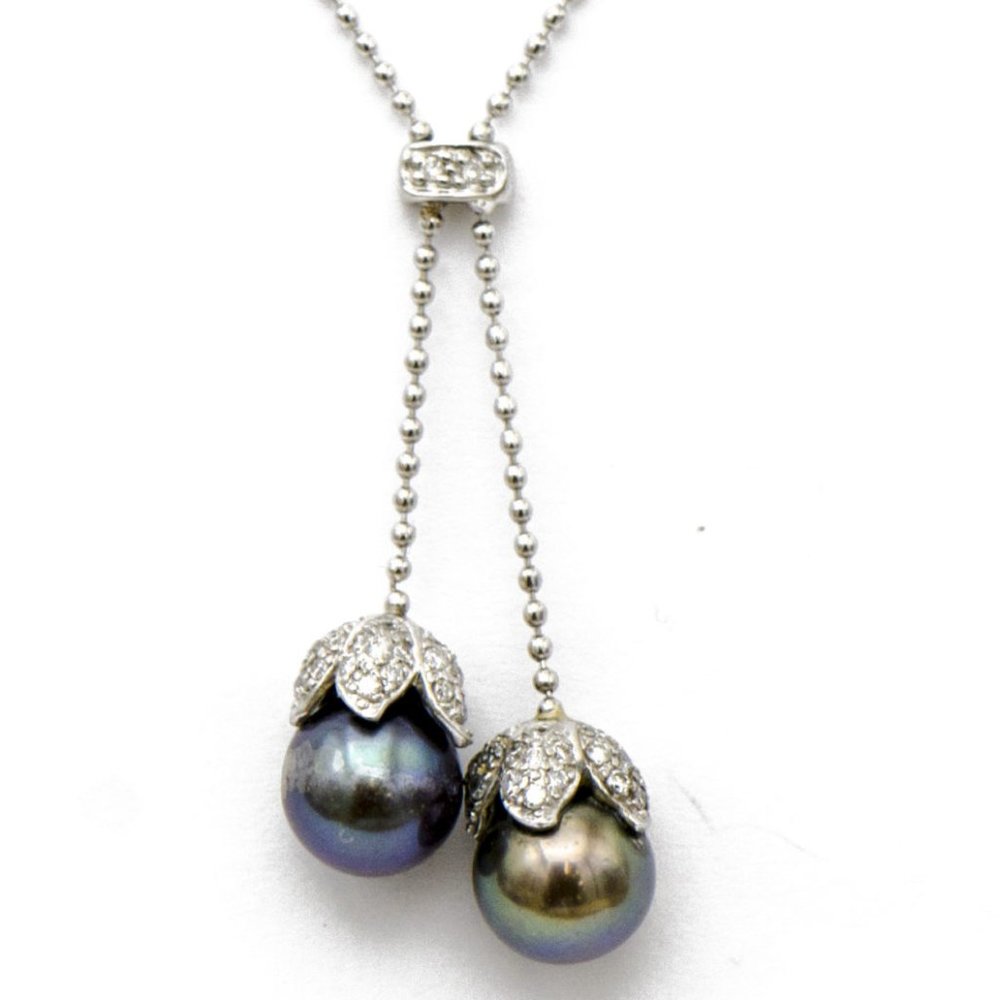 18k White Gold Pearl Duo Necklace